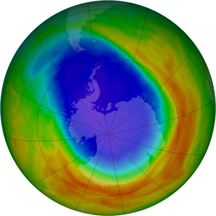 Antarctic ozone map for 23 October 1991